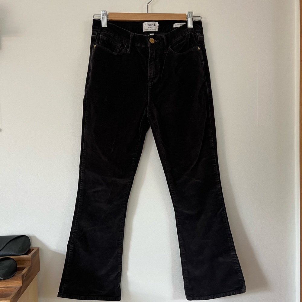 Frame Denim |  Black Le Crop Mini Boot Style Trouser Pants